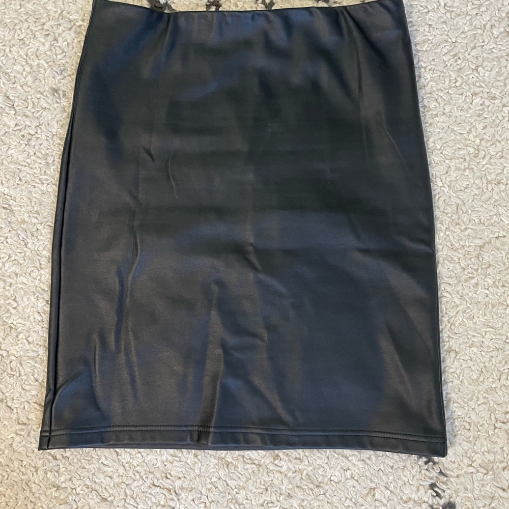 Loft Black Leather Skirt